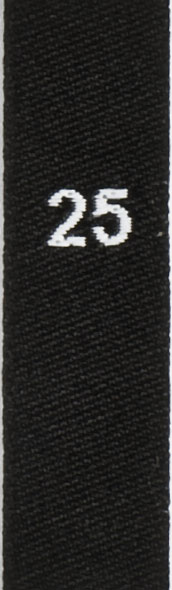 Groessenetikett_schwarz_25 taille étiquettes tissées avec le chiffre 25