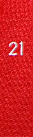 Groessenetikett_rot_21 taille étiquettes tissées avec le chiffre 21