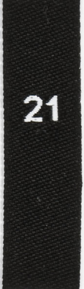 Groessenetikett_schwarz_21 taille étiquettes tissées avec le chiffre 21