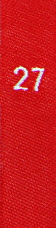 Groessenetikett_rot_27 taille étiquettes tissées avec le chiffre 27