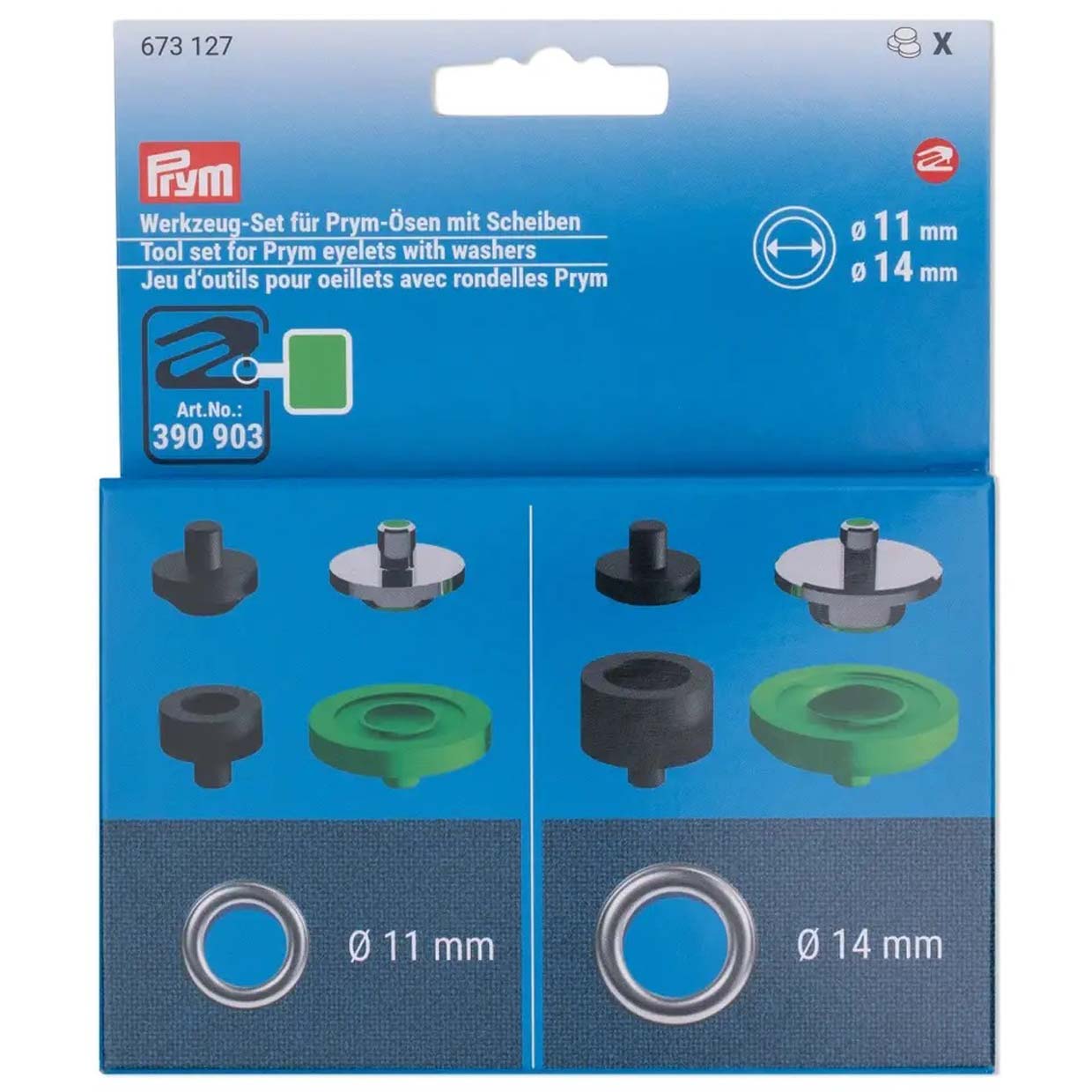 Prym-673127-3-namensbaender Prym Werkzeugset für Prym Ösen mit Scheiben in Ø 11 und 14 mm - 673127 3 namensbaender
