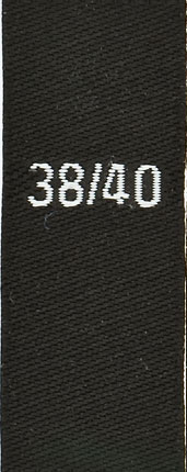 taille étiquettes tissées, taille 38/40