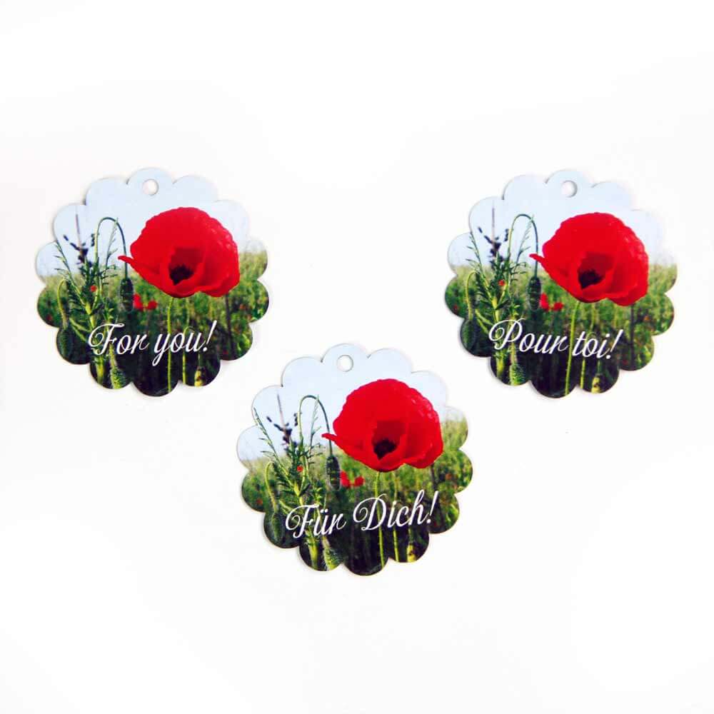 Kartonetiketten, Hangtag "Mohnblume"