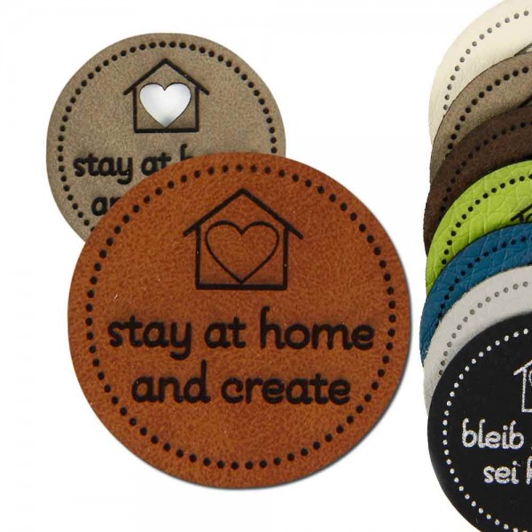 synthetic leather label; stay at home - and create